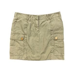 Tory Burch Skirt Womens 2 Herb Khaki Liam Cargo Zip Fly Button Detail Mini *READ